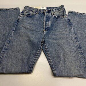 AGOLDE Women's 90's Pinch Waist High Rise Straight Jeans Navigate Blue Size 24